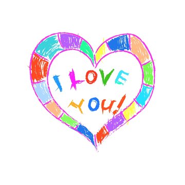 colorful heart drawing with i love you clip art preview
