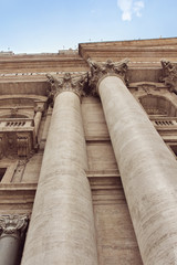 Detail of exterior Saint Peter's Basilica with corinthian column