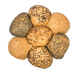 Varietà di pane isolato su bianco