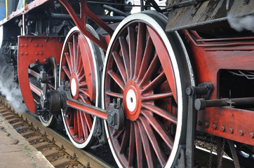 Fototapeta na wymiar active steam locomotive