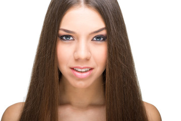 beauty face of young beautiful woman with health clean skin