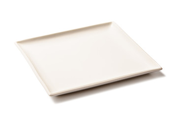White empty rectangular plate of porcelain on a white background - 58849593