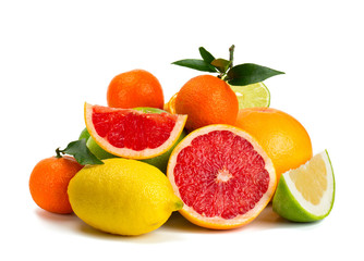 Naklejka na ściany i meble citrus fruits isolated on white background