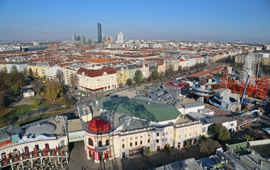 Skyline und Prater in Wien