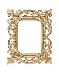 Gold carved picture frame isolated owith clipping path.