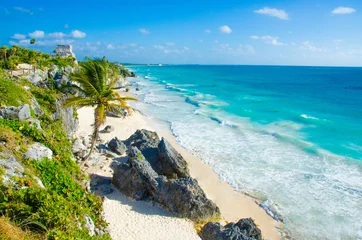 Fototapeten Tulum-Strand an Maya-Ruinen - Riviera Maya in Mexiko © Simon Dannhauer