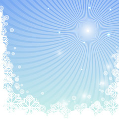 Fototapeta na wymiar Winter background with snowflakes and curved beams