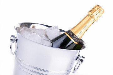 champagne bottle in bucket © M.studio