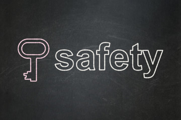 Privacy concept: Key and Safety on chalkboard background