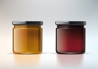 Banks from glass for jam with cover. For new design