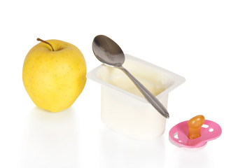 Yogurt, apple and the pacifier