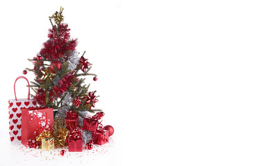 decorated christmas tree and gifts