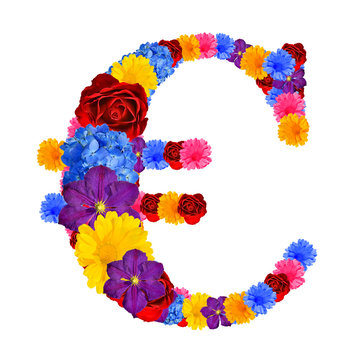Euro symbol from flowers