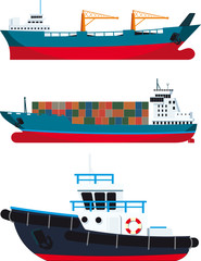 cargo Vessels and tugboat