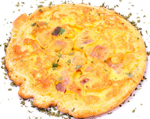Frittata con cubetti di prosciutto