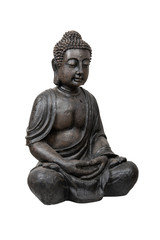 Bronze buddha statue isolated over white with clipping path