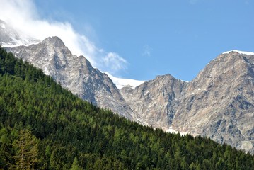 Fototapeta na wymiar Rocky mountain glaciers - Monte Rosa, Italy.