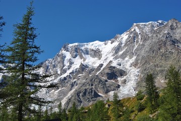 Obraz premium Rocky mountain glaciers - Monte Rosa, Italy.