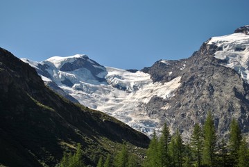 Fototapeta na wymiar Rocky mountain glaciers - Monte Rosa, Italy.