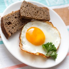 Fried mushrooms and egg