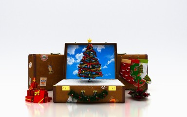 Natale, regali, ferie, neve, viaggiare, valigie, turismo, 3d © LaCozza