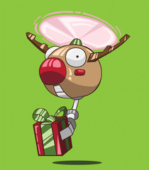 reindeer robot and red gift box