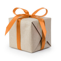 gift box from craft paper with ribbon