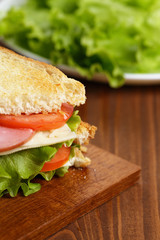 toasted sandwich with ham, cheese and vegetables