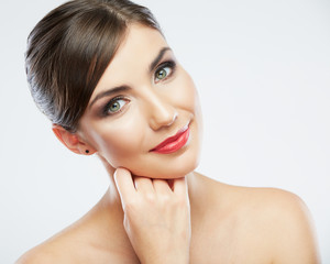 Naklejka premium Woman beauty portrait. isolated on white.