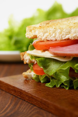 toasted sandwich with ham, cheese and vegetables