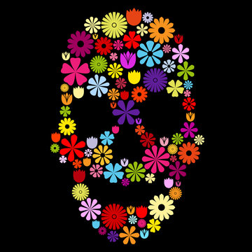 Flower skull in colors