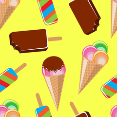 Seamless background with different ice cream