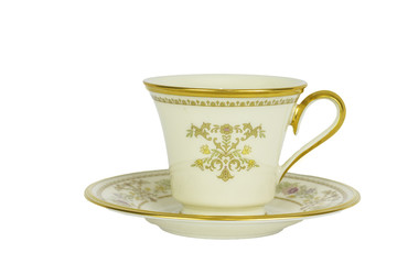 Antique Tea Cup and Saucer Isolated