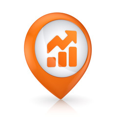 GPS icon with symbol of graph.