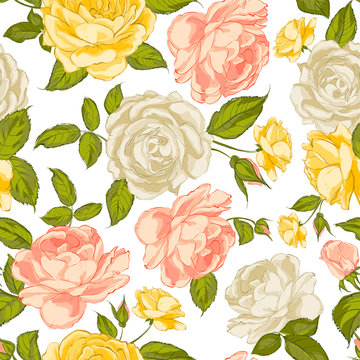 Roses seamless background.