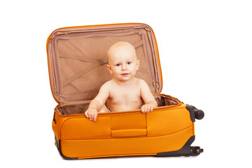 The small child in suitcase for long trips.