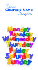 Days of the week in letter magnets