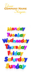 days of the week in letter magnets