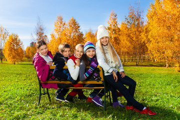 School children on the bench