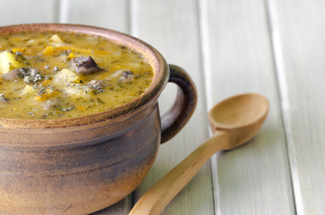 Vegetable soup with mushrooms