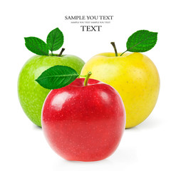 fresh apples on white background