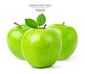 Green apples on a white background