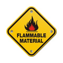 yellow sign - flammable material