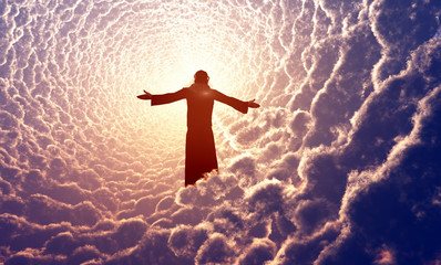 Fototapeta na wymiar Jesus in the clouds.