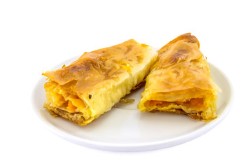 Crisp pumpkin strudel on a plate