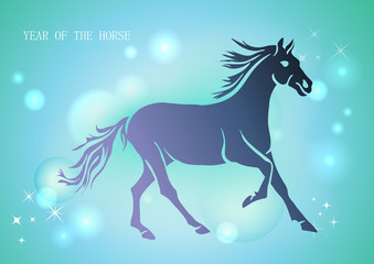 Fototapeta na wymiar Chinese New Year of horse 2014 blue background