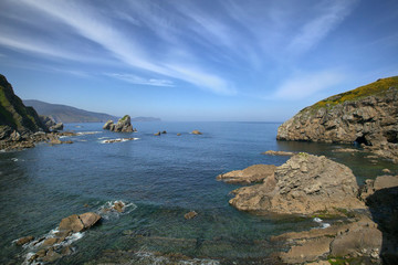 Fototapeta na wymiar Rocks in sea near the island Gaztelugatxe, Spain