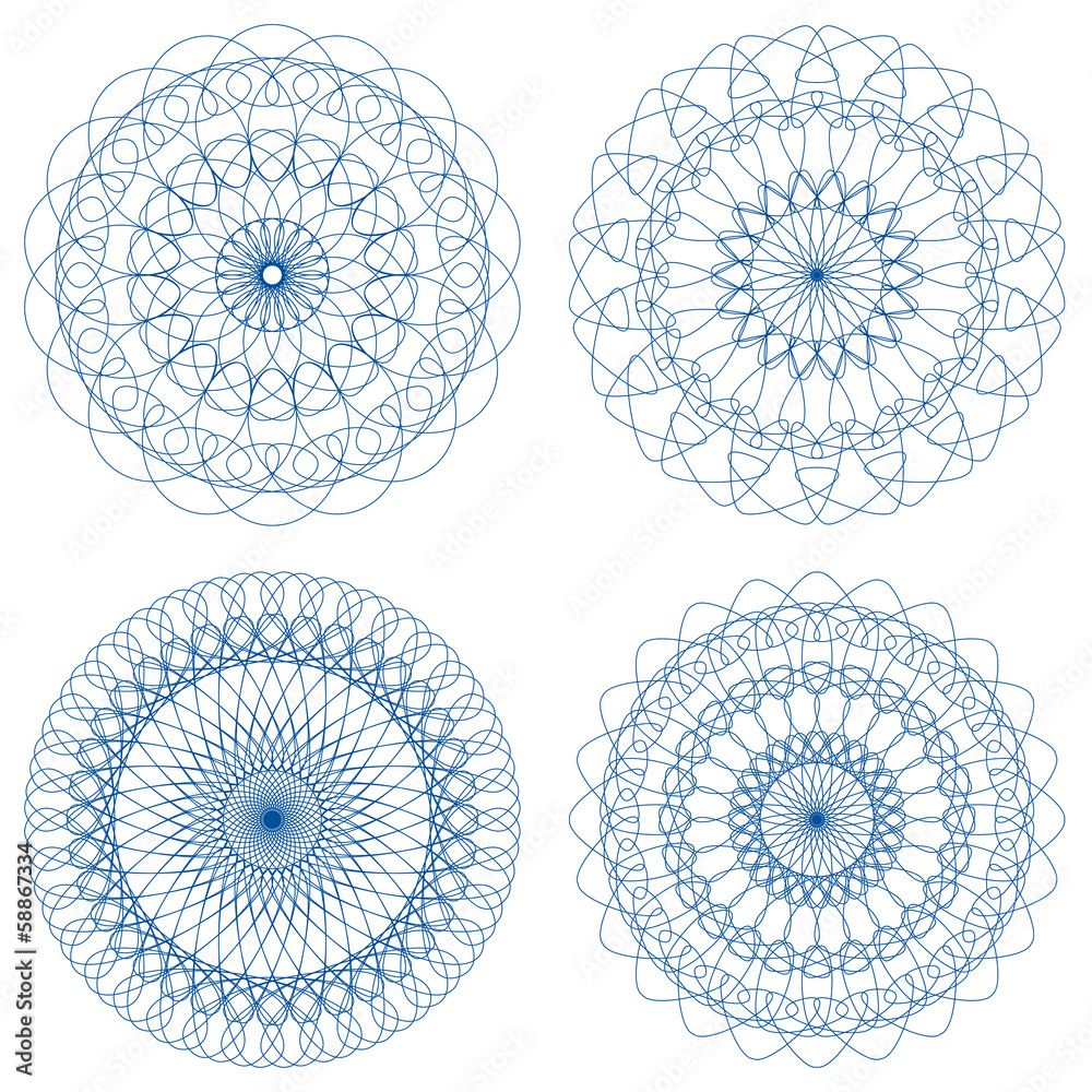 Poster Set of Vector Guilloche Rosettes