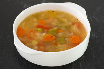 soup in white bowl
