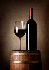 Wine on a barrel